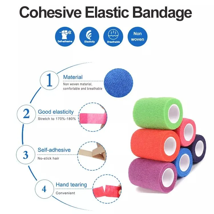 High Quality Colored Self Adhesive Elastic Bandage Waist Trainer Wrap Elastic Custom